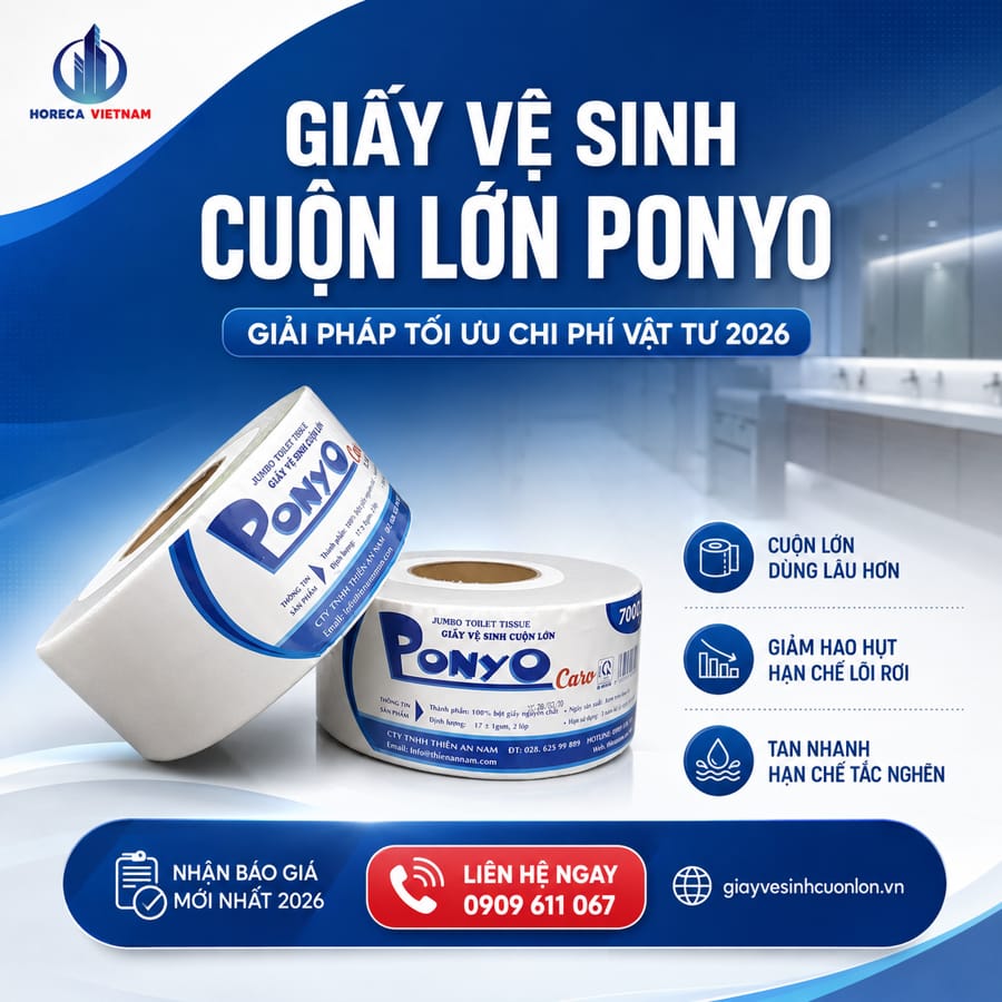 Báo giá giấy vệ sinh cuộn lớn Ponyo cập nhật mới nhất tại Horeca Việt Nam