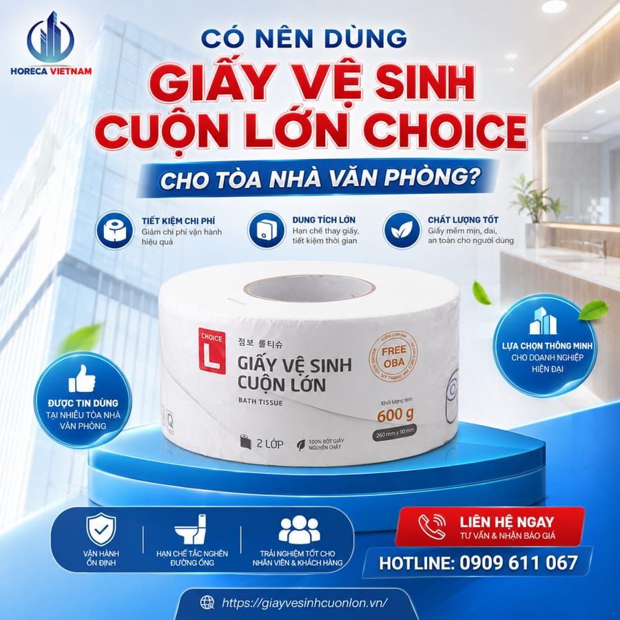 Có nên dùng giấy vệ sinh cuộn lớn Choice cho tòa nhà văn phòng?