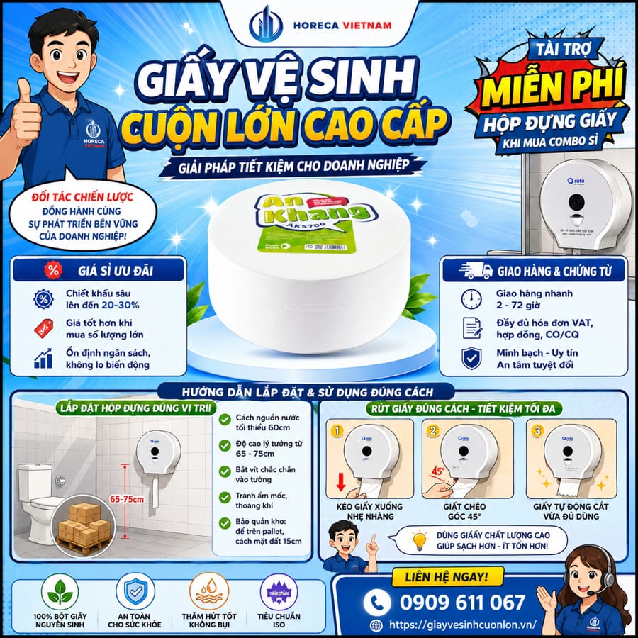 Cung cấp Giấy vệ sinh cuộn lớn uy tín giá tốt giao hàng nahnh tại Horeca Việt Nam