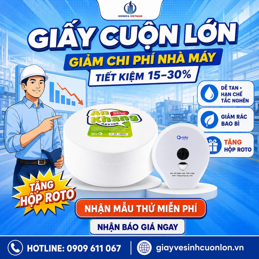 Địa chỉ mua giấy vệ sinh cuộn lớn giảm chi phí nhà máy tại Horeca Việt Nam