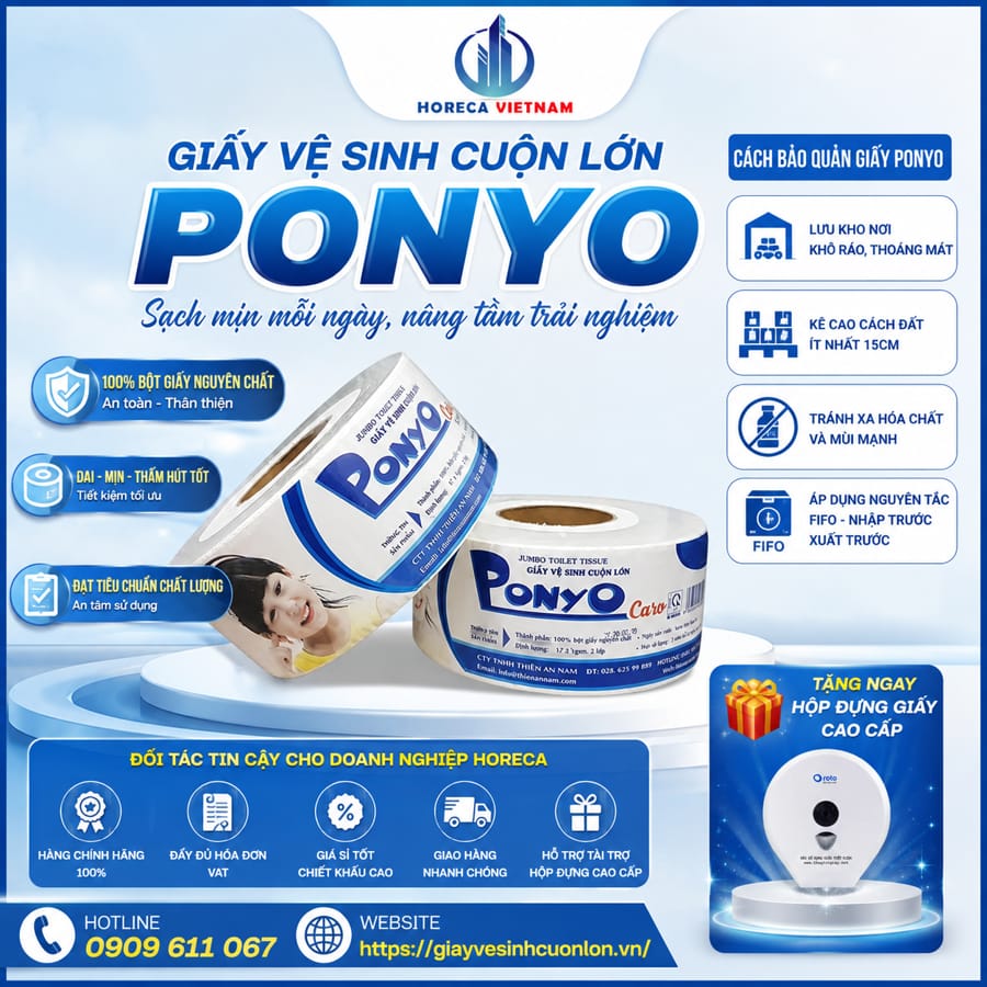 Địa chir mua giấy vệ sinh cuộn lớn Ponyo chính hãng giá tốt giao nhanh