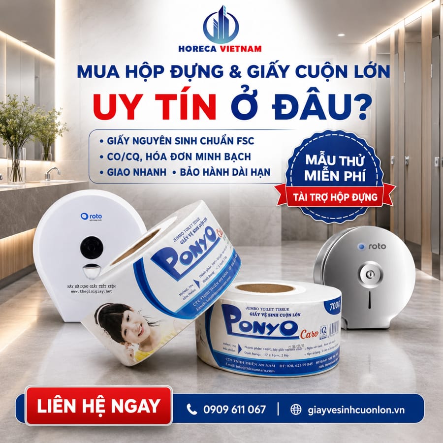 Địa chỉ mua hộp đựng giấy vệ sinh cuộn lớn Ponyo uy tín tại Horeca Việt Nam