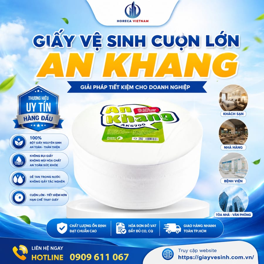 Địa chỉ mua sỉ giấy vệ sinh cuộn lớn An Khang TPHCM tại Horeca Việt Nam