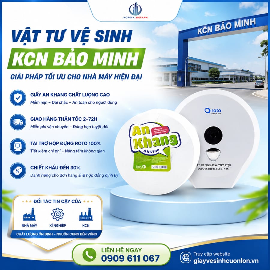 Giải pháp vật tư vệ sinh nhà máy KCN Bảo Minh tốt nhất tại Horeca Việt Nam
