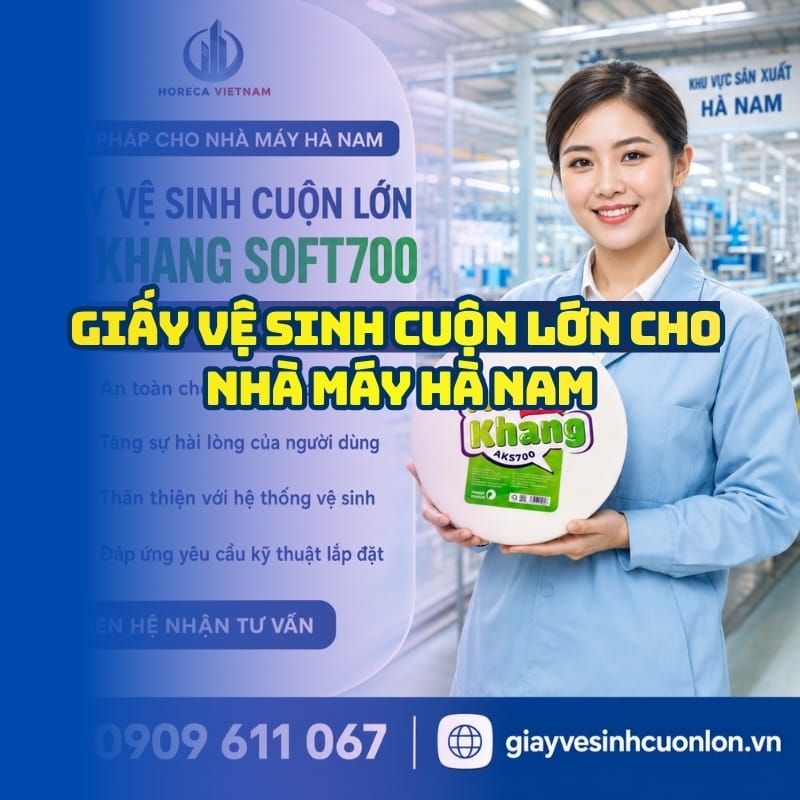 Horeca Việt Nam cung cấp giấy vệ sinh cuộn lớn cho nhà máy Hà Nam giá sỉ tốt nhất giao hàng tận nơi