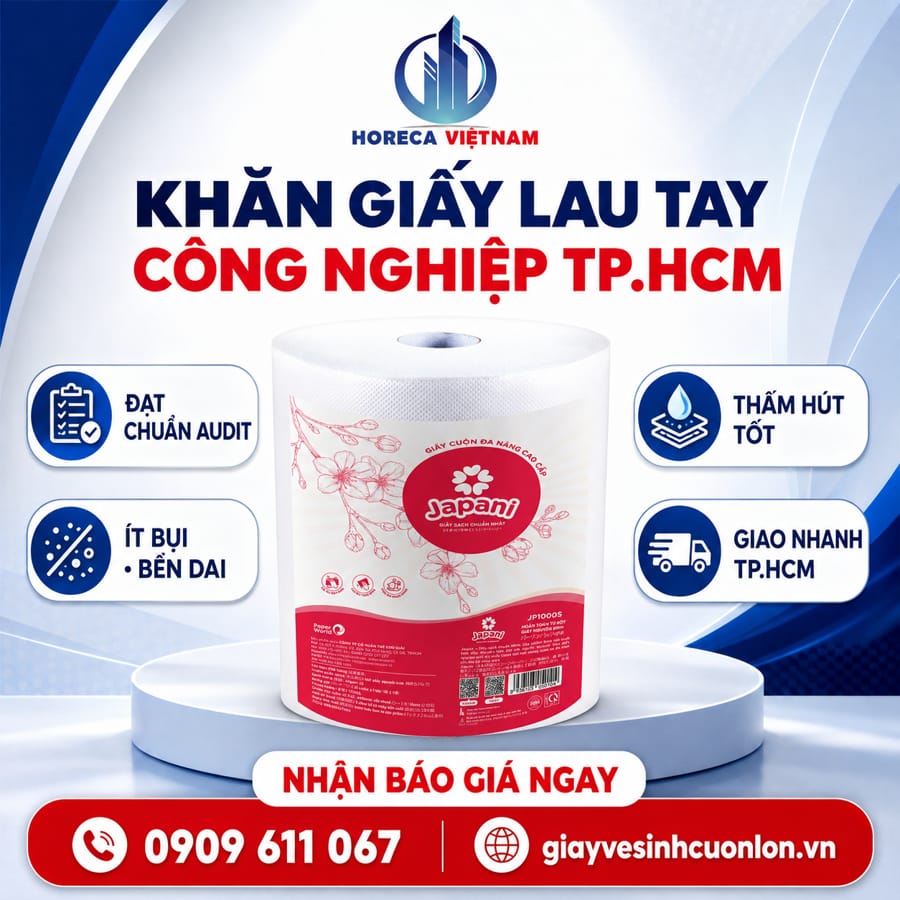 Horeca Việt Nam cung cấp đối tác cung cấp khăn giấy lau tay công nghiệp TP.HCM đáp ứng tuyệt đối tiêu chuẩn Audit với tốc độ giao hàng vượt trội.