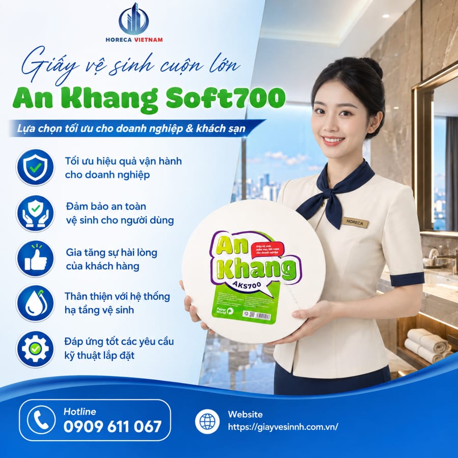 Horeca Việt Nam mua sỉ giấy vệ sinh cuộn lớn An Khang TPHCM uy tín