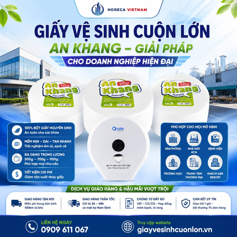 Horeca Việt Nam nhà cung cấp giấy vệ sinh công nghiệp Nam Định uy tín giá tốt