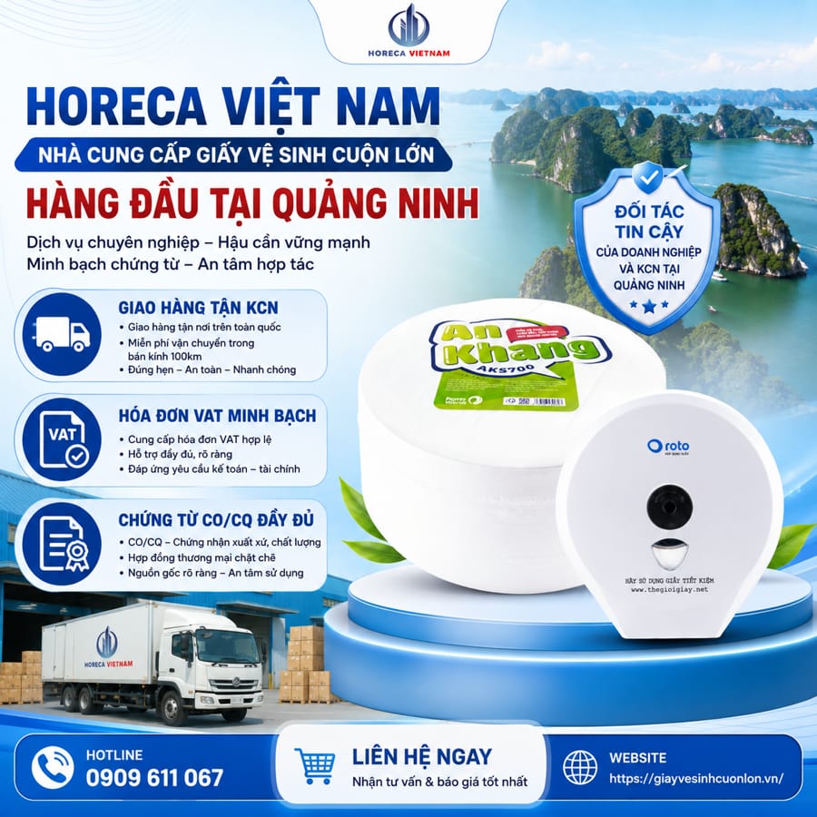 Horeca Việt Nam nhà cung cấp giấy vệ sinh công nghiệp Quảng Ninh tốt nhất