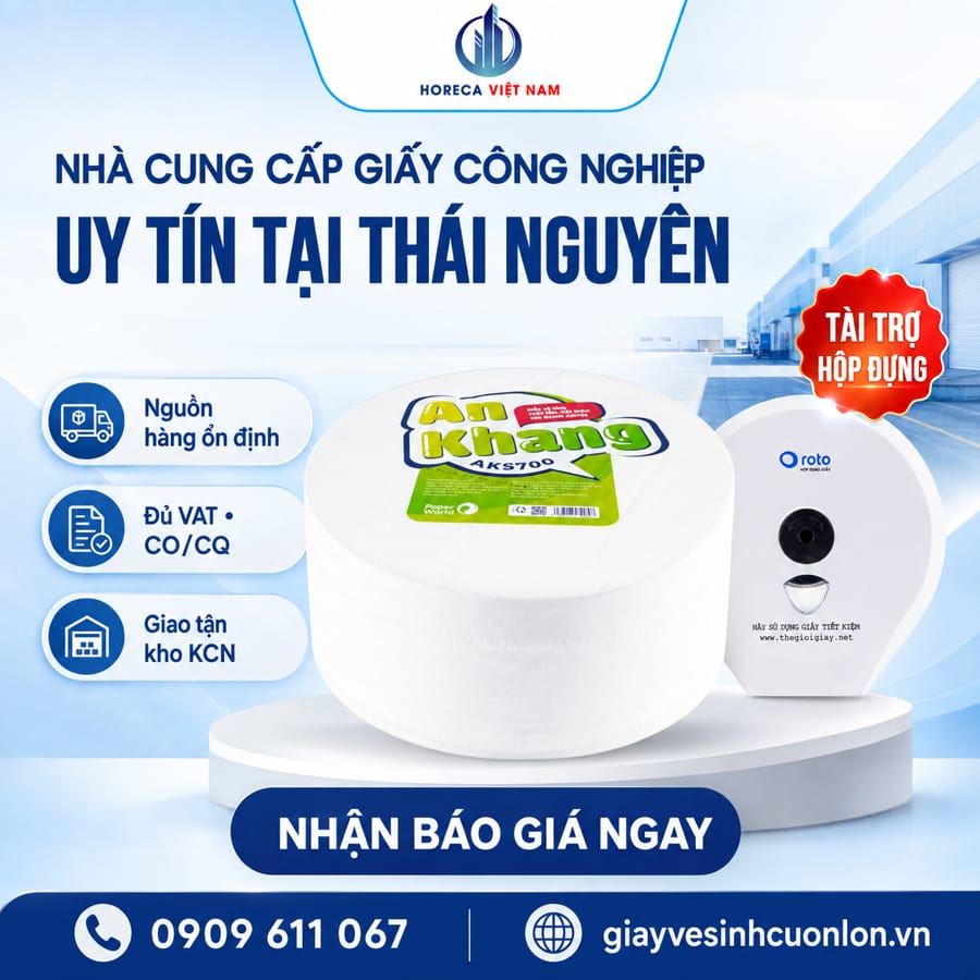 Horeca Việt Nam nhà cung cấp giấy vệ sinh công nghiệp Thái Nguyên uy tín giá tốt nhất