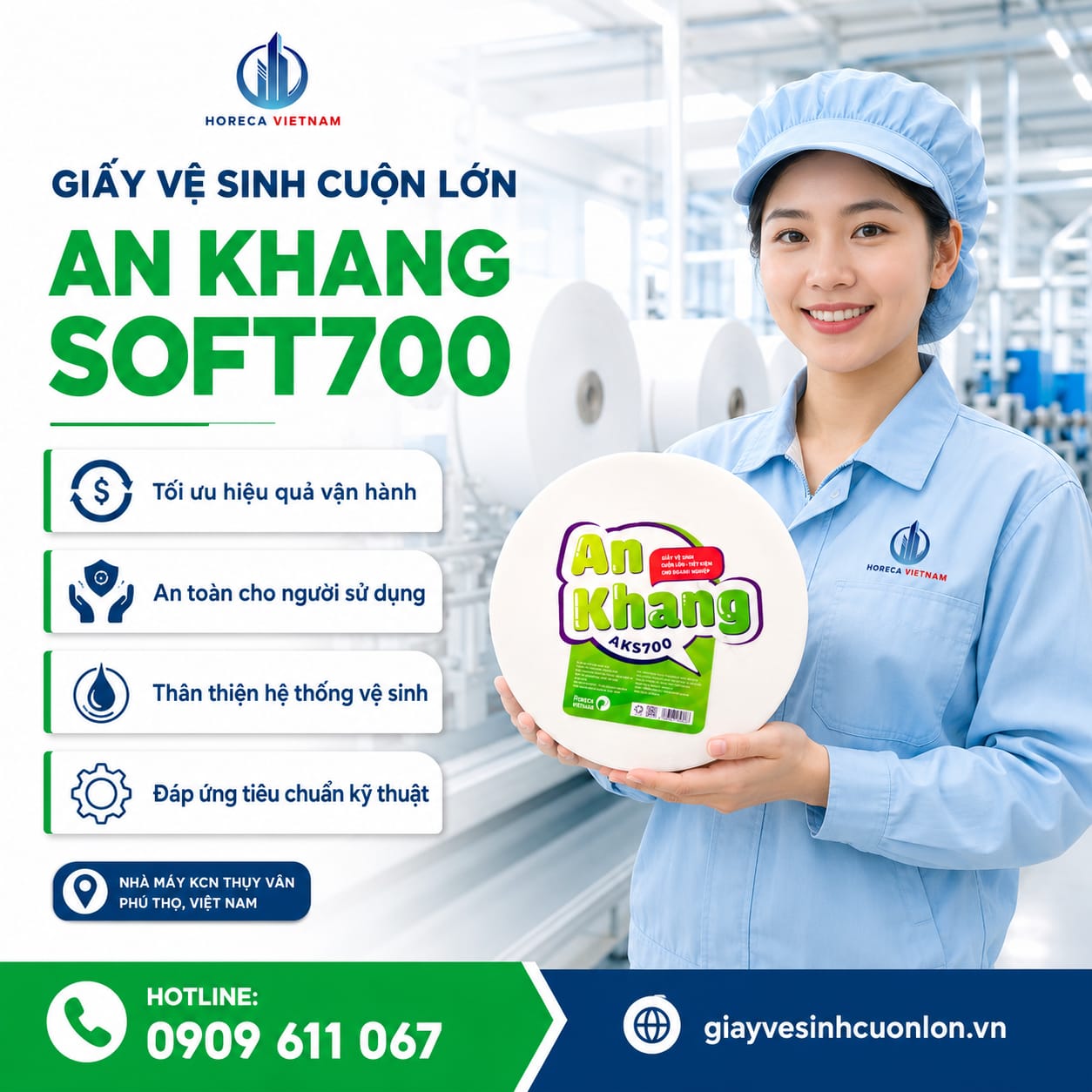 Horeca Việt Nam nhà phân phối giấy vệ sinh cuộn lớn giá sỉ tốt nhất giao hàng tận nơi