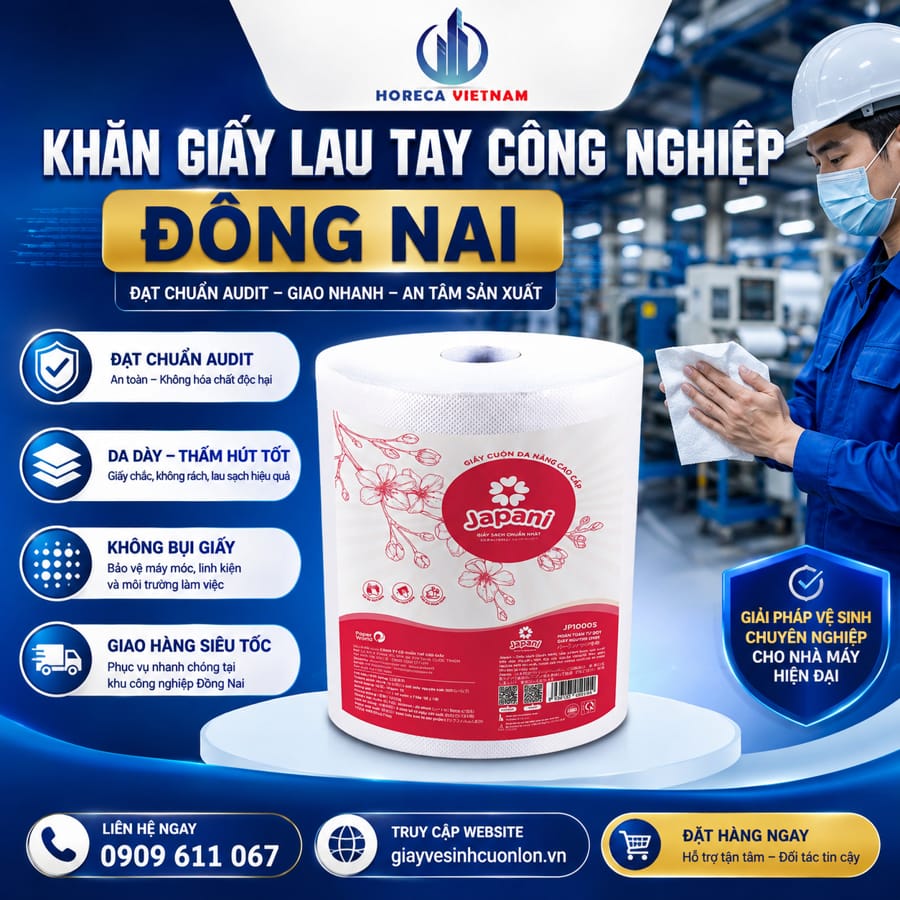 Horeca Việt Nam cung cấp khăn giấy lau tay công nghiệp Đồng Nai tốt nhất