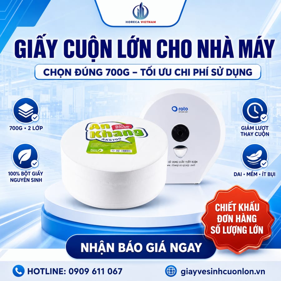 Mua giấy vệ sinh cuộn lớn cho nhà máy tốt nhất tại Horeca Việt Nam