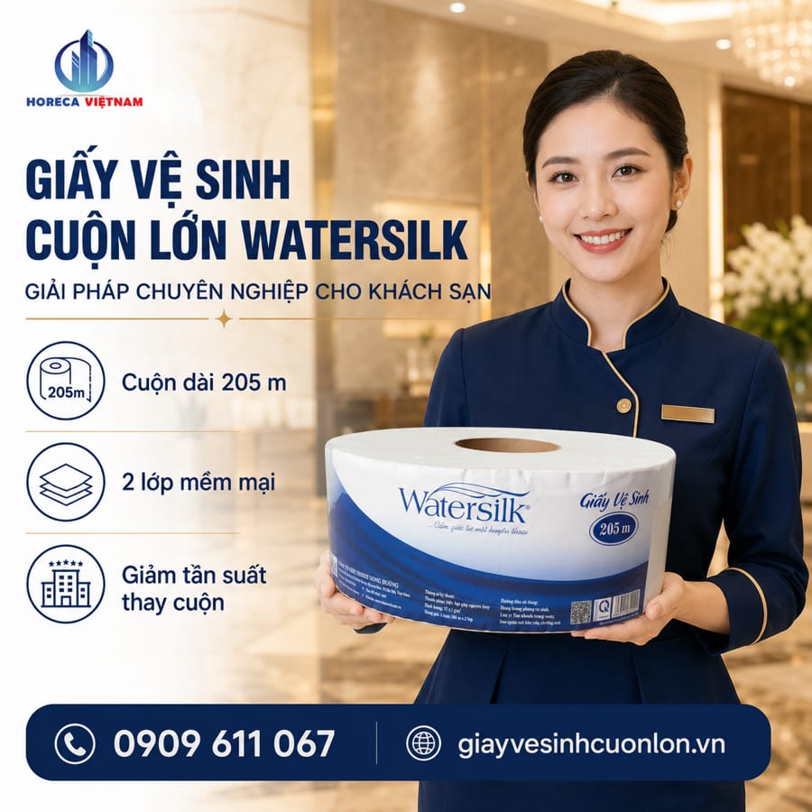 Mua sỉ giấy vệ sinh cuộn lớn watersilk uy tín tại Horeca Việt Nam