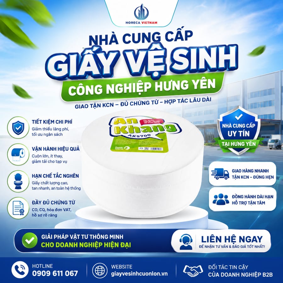 Horeca Viêt Nam nhà cung cấp giấy vệ sinh công nghiệp Hưng Yên uy tín