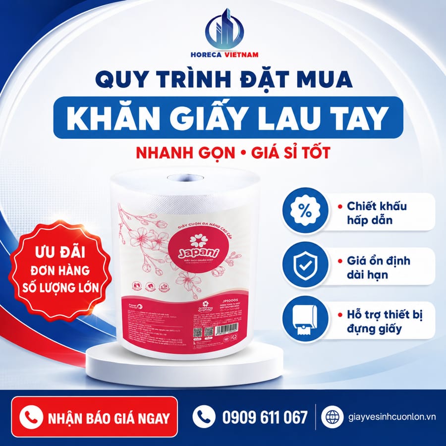 Quy trình đặt mua khăn giấy lau tay công nghiệp Bắc Giang giá sỉ tốt nhất tại Horeca Việt Nam