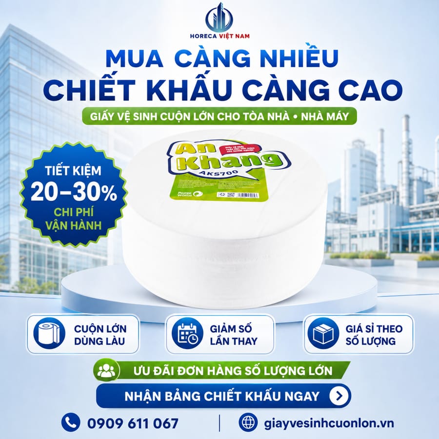 Chiết khấu giấy vệ sinh cuộn lớn theo số lượng lớn cho tòa nhà nhà máy