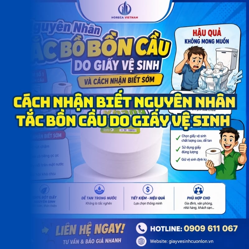 Cách nhận biết nguyên nhân tắc bồn cầu do giấy vệ sinh uy tín tại Horeca Việt Nam