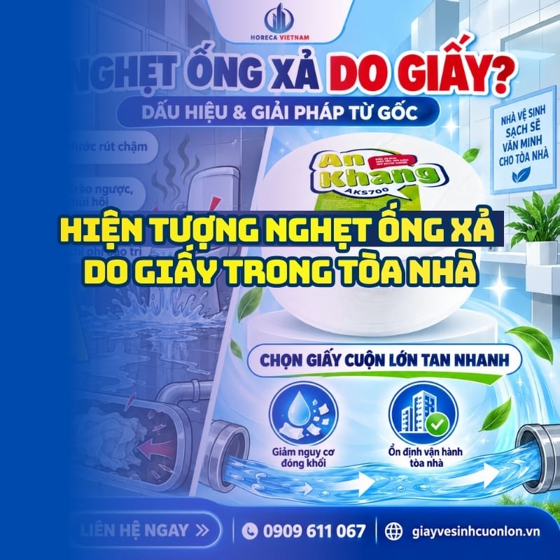 Hiện tượng nghẹt ống xả do giấy trong toà nhà