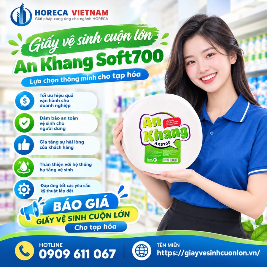 Horeca Việt Nam nhà phân phố giấy vệ sinh cuộn lớn cho tạp hóa uy tín giá tốt