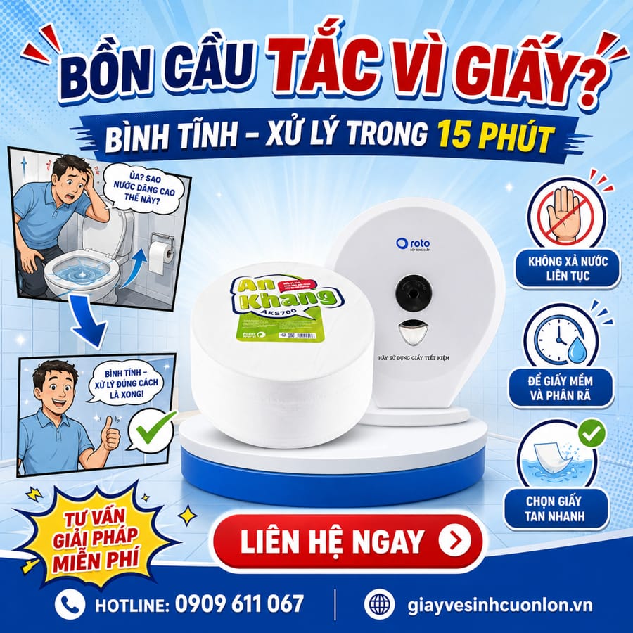 Hướng dẫn cách xử lý giấy vệ sinh làm tắc bồn cầu nhanh chóng hiệu quả