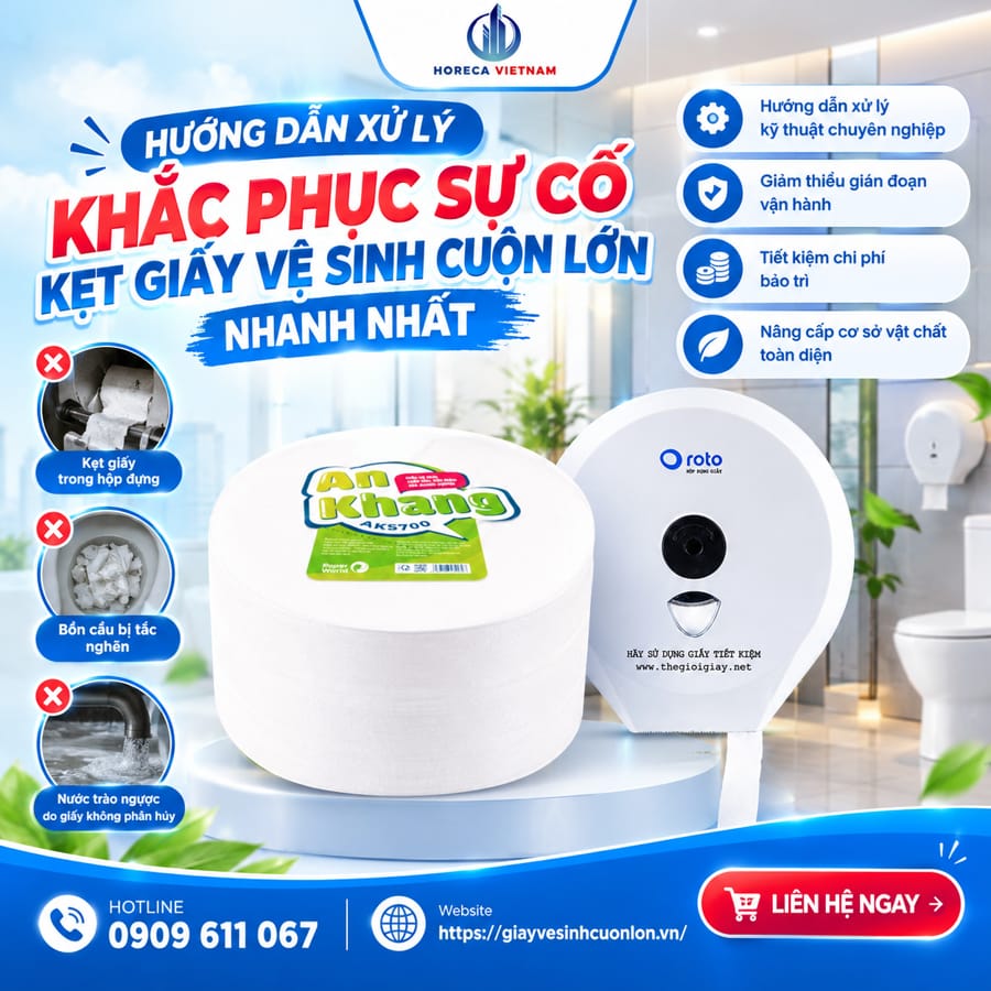 Hướng dẫn xử lý sự cố kẹt giấy vệ sinh cuộn lớn nhanh nhất