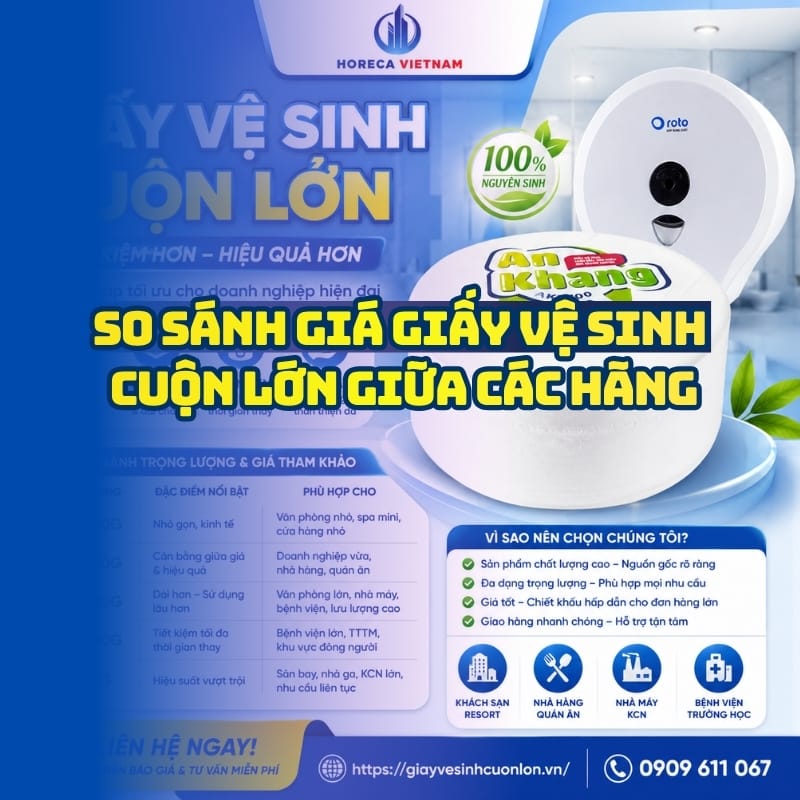So sánh giá giấy vệ sinh cuộn lớn giữa các hãng uy tín tại Horeca Việt Nam
