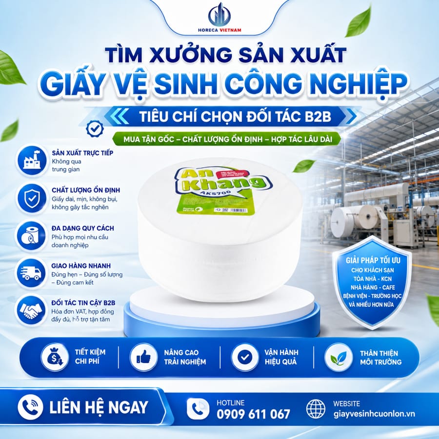 Xưởng sản xuất giấy vệ sinh công nghiệp uy tín tại Horeca Việt