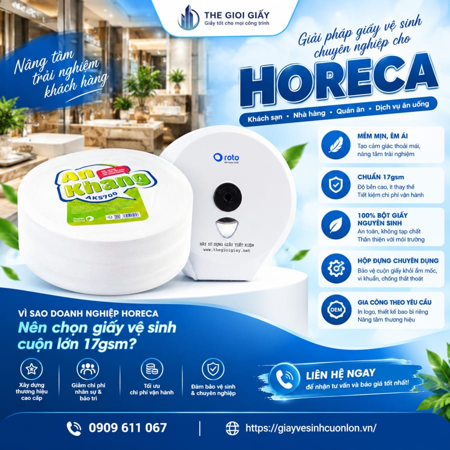Horeca Việt Nam nhà cung cấp giấy vệ sinh trung thực, uy tín và có năng lực sản xuất quy mô lớn.