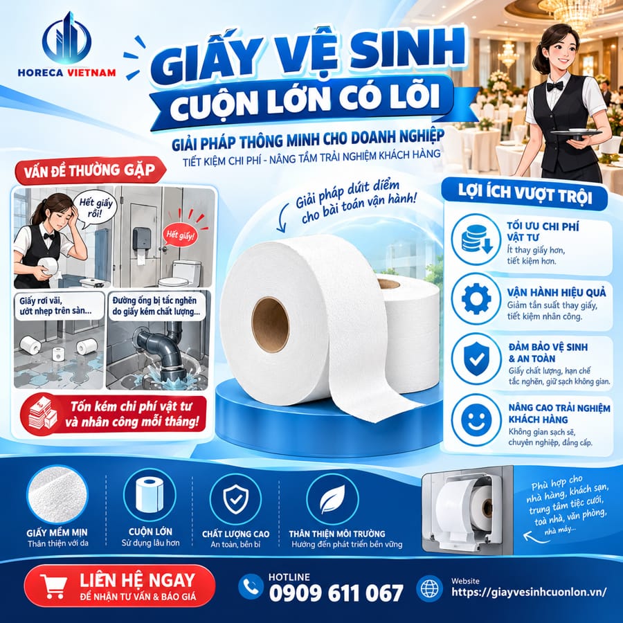Giải pháp giấy vệ sinh cuộn lớn có lõi cho doanh nghiệp