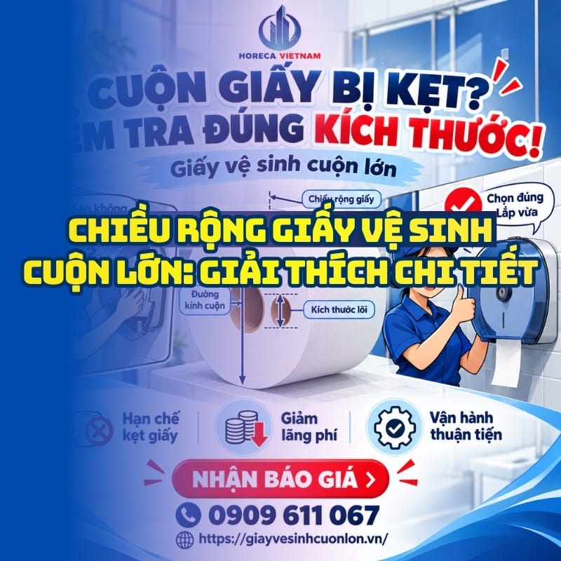 Giải thích chi tiết chiều rộng giấy vệ sinh cuộn lớn tại Horeca Việt Nam