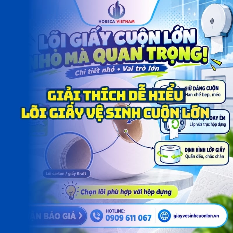 Giải thích dễ hiểu lõi giấy vệ sinh cuộn lớn là gì tại Horeca Việt Nam