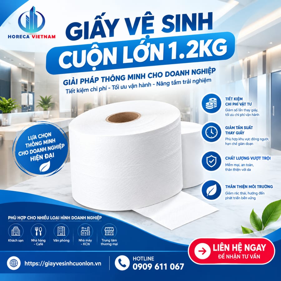 Tìm hiểu giấy vệ sinh cuộn lớn 1.2kg,