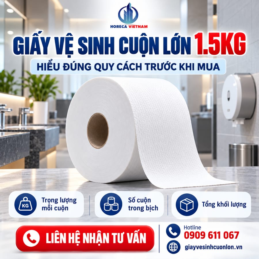 Tìm hiểu giấy vệ sinh cuộn lớn 1.5kg chi tiết.