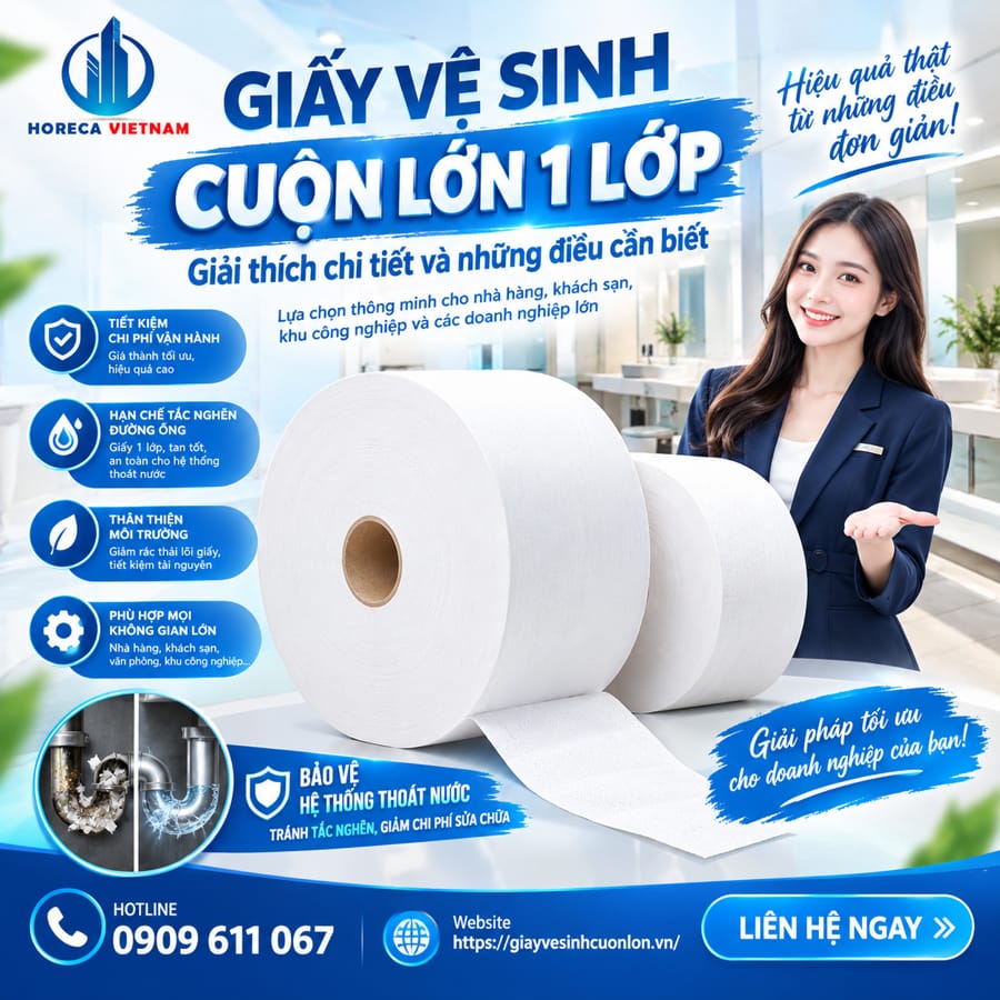 Tìm hiểu giấy vệ sinh cuộn lớn 1 lớp