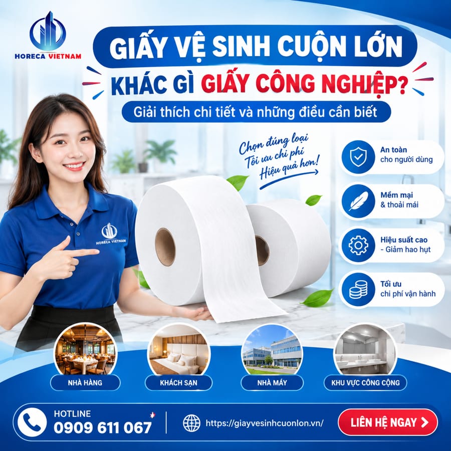 Giải thích chi tiết giấy vệ sinh cuộn lớn khác gì giấy công nghiệp