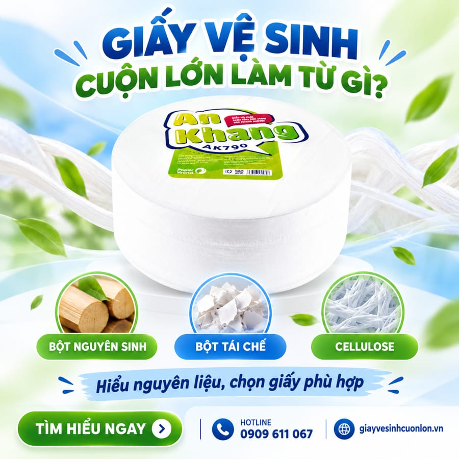 Tìm hiểu nguyên liệu giấy vệ sinh cuộn lớn.