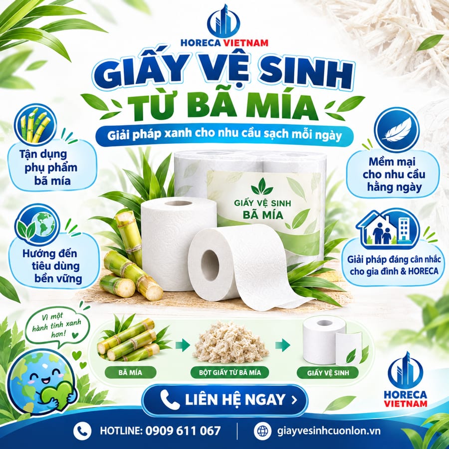 Tìm hiểu chi tiết giấy vệ sinh từ bã mía tại Horeca Việt Nam
