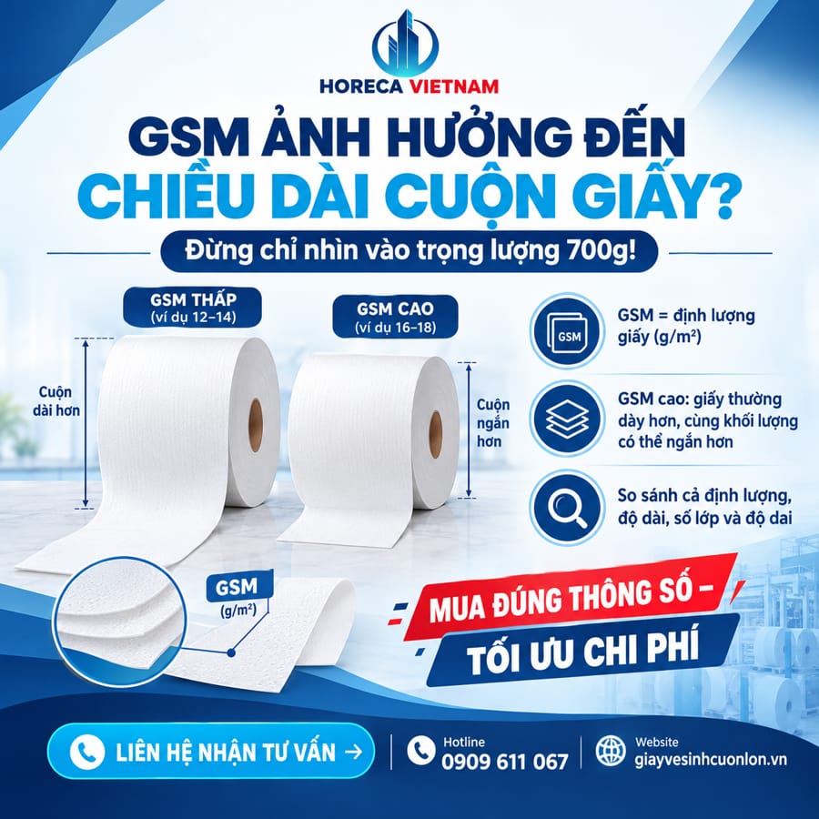 Tìm hiểu GSM ảnh hưởng tới chiều dài cuộn giấy không?
