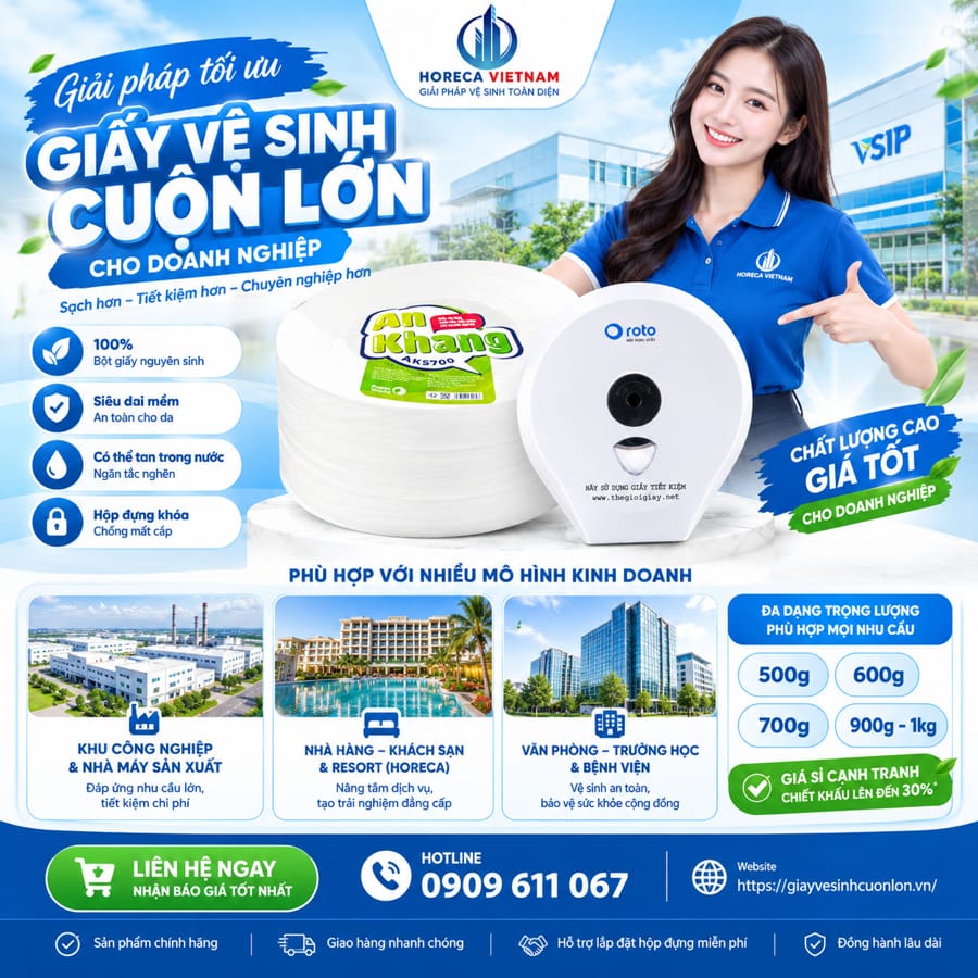 Horeca Việt Nam tự hào cung cấp các giải pháp vệ sinh toàn diện, với 100% sản phẩm từ bột giấy nguyên sinh, thiết kế tối ưu cho từng loại mô hình kinh doanh. Đặc biệt, chúng tôi cam kết mang lại mức chiết khấu cực kỳ cạnh tranh, hỗ trợ lắp đặt hộp đựng chuyên dụng miễn phí và quy trình giao hàng thần tốc, bảo vệ tuyệt đối lợi ích dài hạn cho doanh nghiệp của bạn.