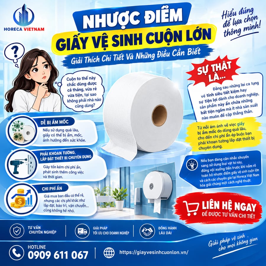 Tìm hiểu nhược điểm giấy vệ sinh cuộn lớn