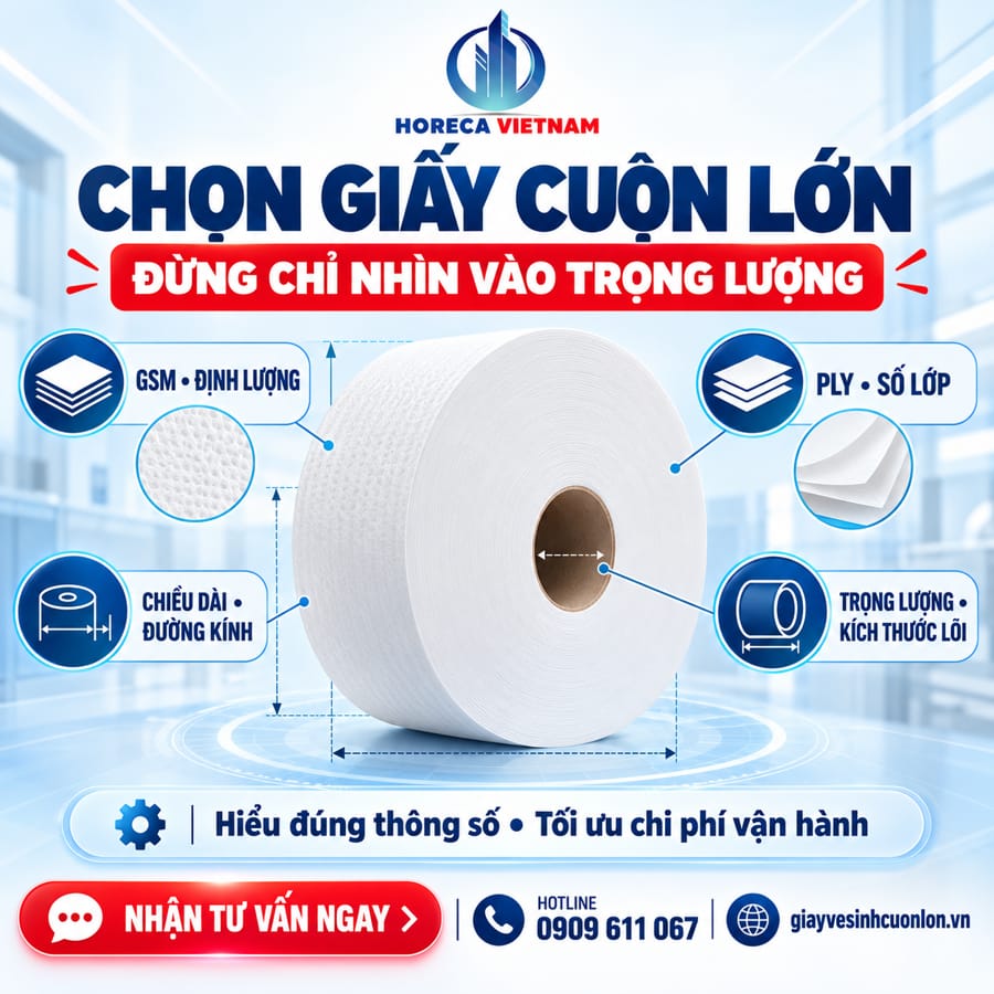 Tìm hiểu thông số kỹ thuật giấy vệ sinh cuộn lớn