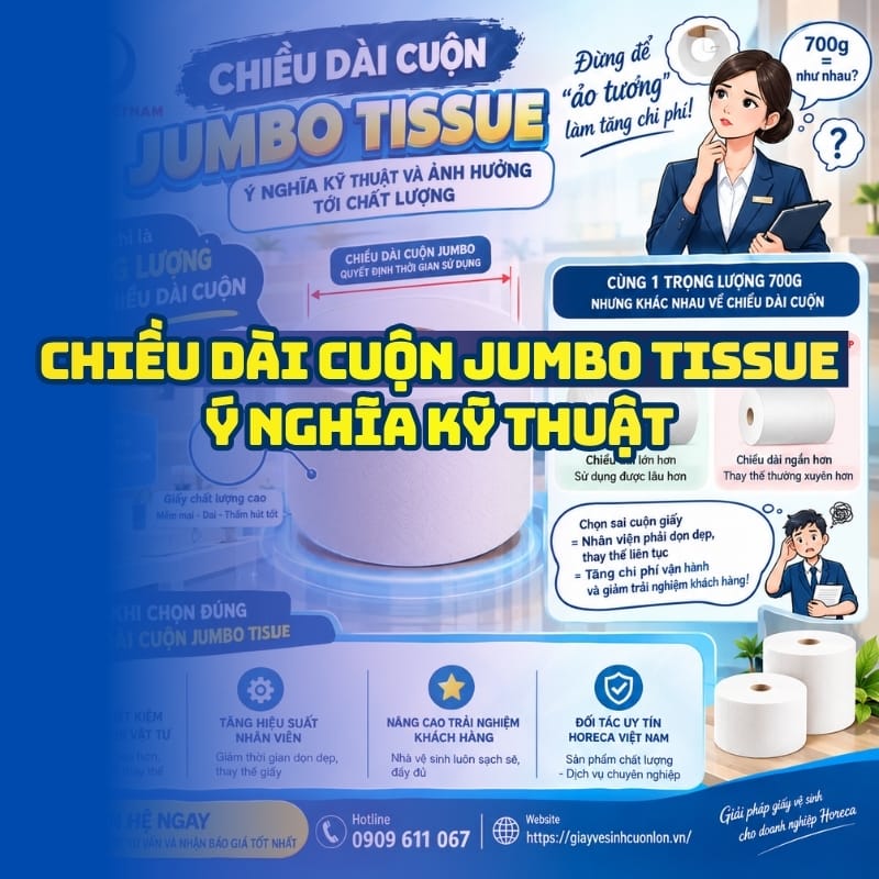 Tìm hiểu chiều dài cuộn jumbo tissue tại NPP Horeca Việt Nam