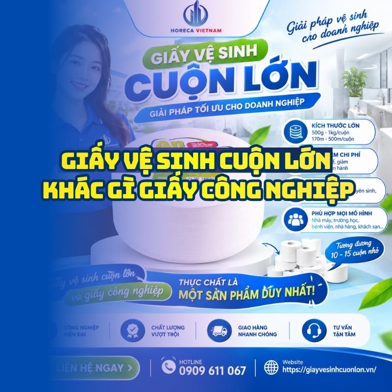 Tìm hiểu giấy vệ sinh cuộn lớn khác gì giấy công nghiệp tại Horeca Việt Nam